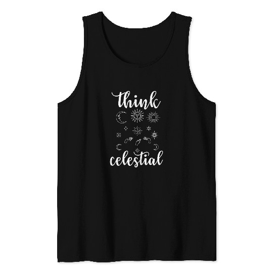 THINK CELESTIAL Celestial Moon Phase Moth Crystals Stars Tank Tops