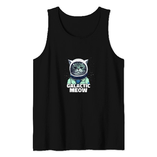 Galactic Meow Funny astronaut cat in the space Tank Tops