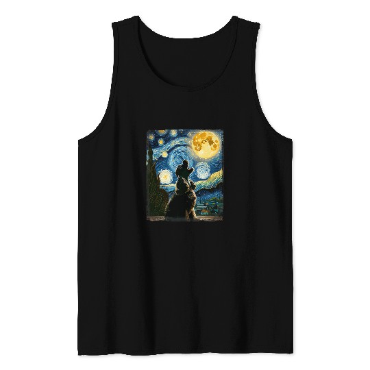 Cocker Spaniel Dog Art Van Gogh Starry Night Cocker Spaniel Tank Tops