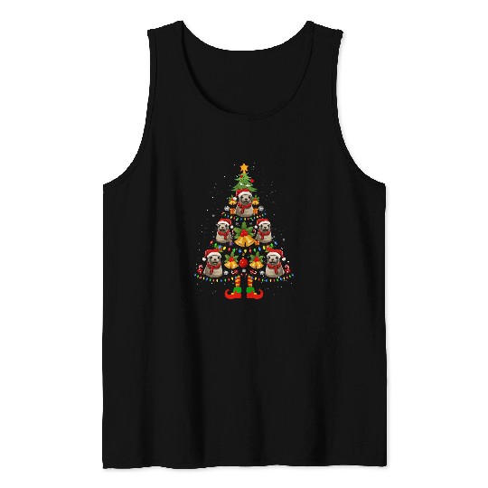 Mediterranean Monk Seals Santa Hat Christmas xmass Pajama Tank Tops