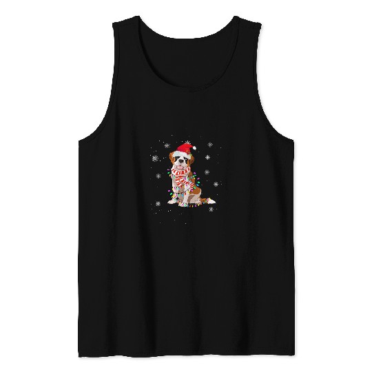 Cute Saint Bernard Christmas Dog Lights Cute Christmas Tank Tops