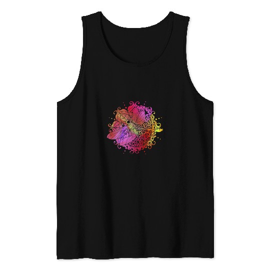 Spiritual Meditation Dragonfly Boho Sacred Geometry Mandala Tank Tops