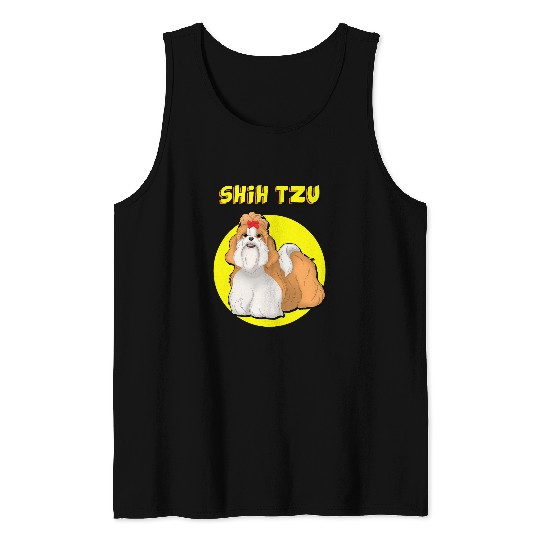 Cute Red White Shih Tzu Tank Tops