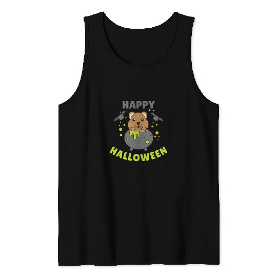 quokkas Halloween Cauldron Bat Happy Halloween Tank Tops