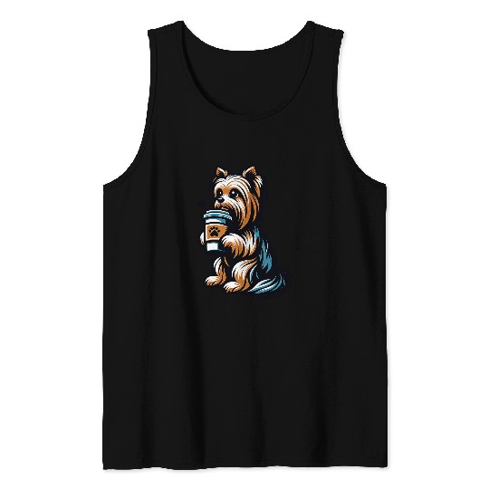 Coffee Tea Drinking Yorkshire Terrier Yorkie Dog Puppy Lover Tank Tops