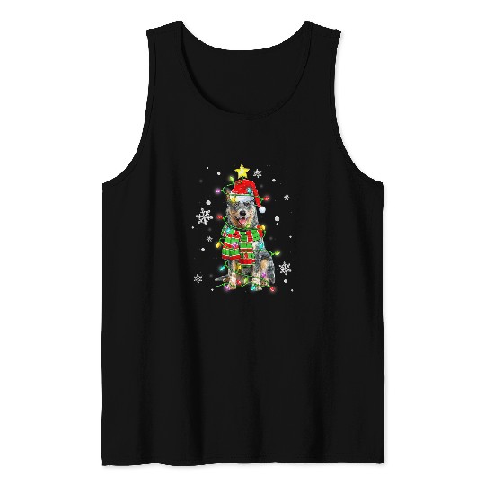 Cute Australian Cattle Dog Santa Christmas Tree Lights Xmas76 Tank Tops