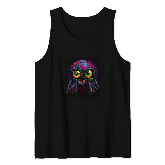 Sinister Spin Shadowy Spider Drawing Tank Tops