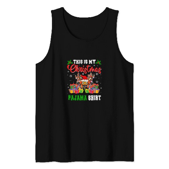 This Is My Christmas Pajama   Santa Reindeer Tarantula Tank Tops