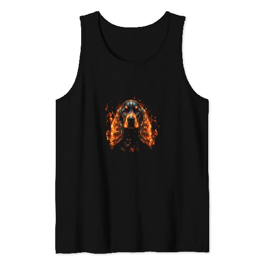 Cocker Spaniel Flames Dog Breed Retro Dogs Cocker Spaniel Tank Tops
