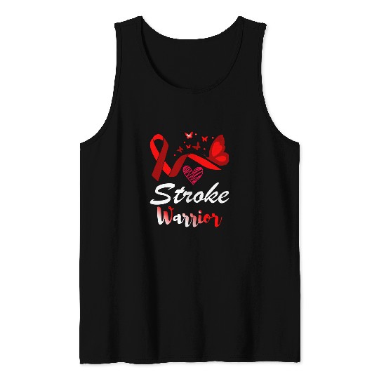 Stroke Warrior Butterfly Red Ribbon Support Tank Tops