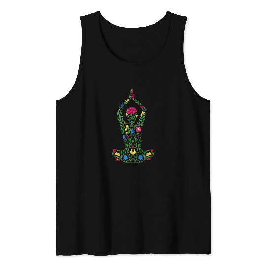 Ladies flowers and yoga Tank Tops