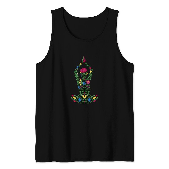 Ladies flowers and yoga Tank Tops