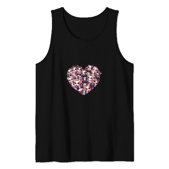 French Bulldog Love Shape Frenchie Dog Lover Valentines Day Tank Tops