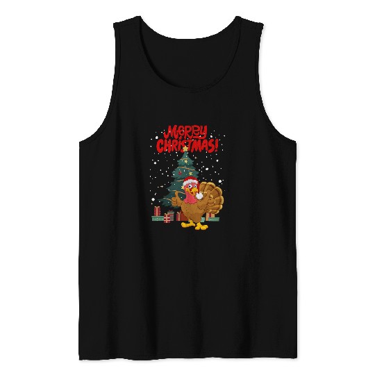 Lacrosse Gift Merry Christmas Turkey   Santa Hat Lights xmass Funny 22 Tank Tops