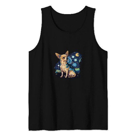 Fawn Chihuahua Starry Night Van Gogh Colorful 1 Tank Tops