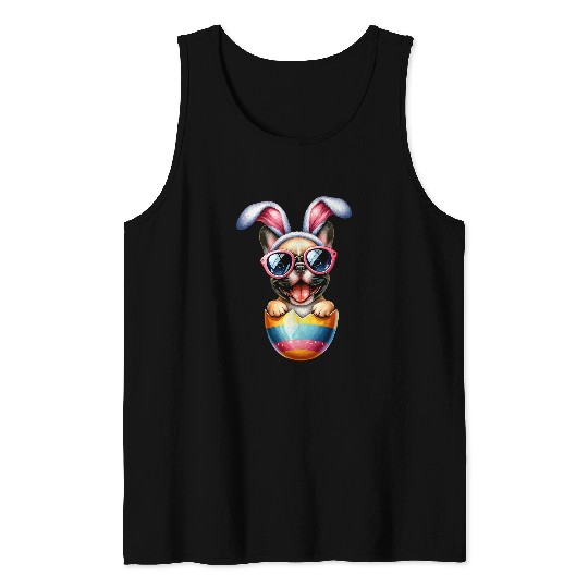French Bulldog Dog Lover Easter Egg Happy Easter Bunny Ears Tank Tops