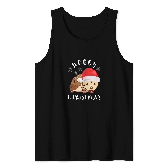 Lacrosse Gift Merry Christmas Hedgehog Santa Hat xmass Spiked Animal Tank Tops