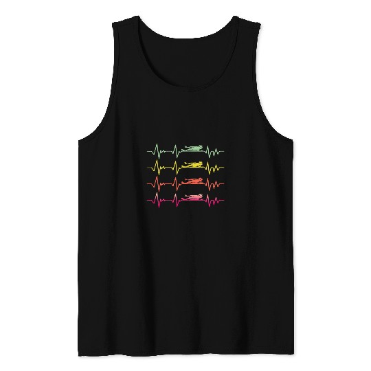 Swimmer Swimming Heartbeat Butterfly Funny Swim Tank Tops
