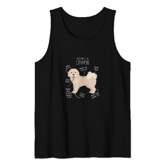 Cavapoo Dog Anatomy Cute Funny Cream White Cavoodle Pet Mom 1 Tank Tops