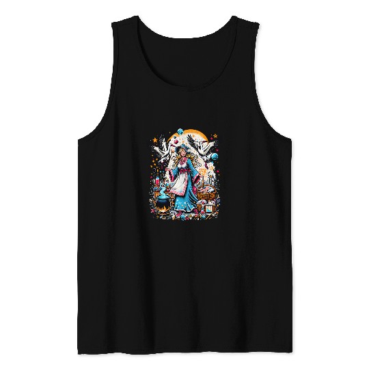 Funny Magical Midwife Fantasy Enthusiasts Whimsical Scene 22 Tank Tops