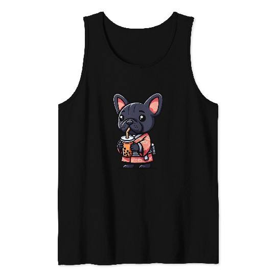 French Bulldog Bubble Tea Funny Dog Boba Tank Tops