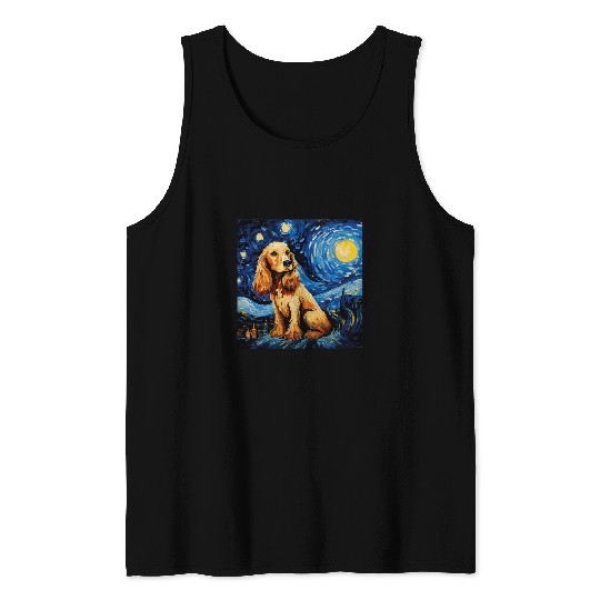 Cocker Spaniel Starry Night For Dog Mom Dog Dad Tank Tops