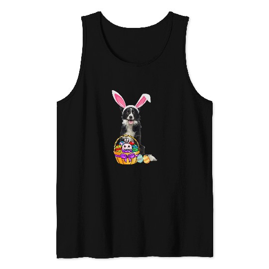 Easter Egg Funny Border Collie Easter Tank Tops