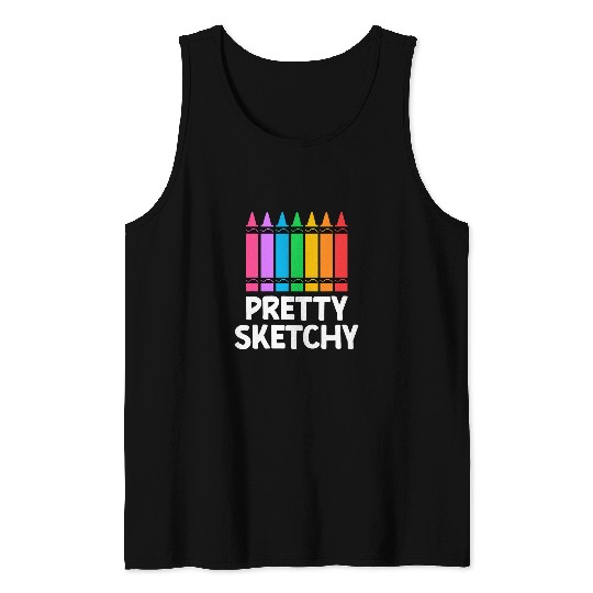 Creative Artist Colored Pencils Art Lover Pretty Sketchy Tank Tops