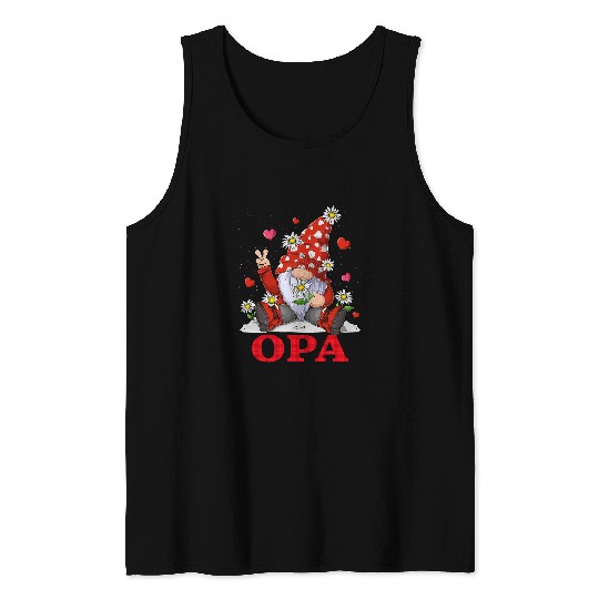 Opa 2VALENTINE GNOME Hippie Beetle Daisy Flower Gnome Tank Tops