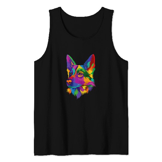 Colorful German Shepherd Pop Art Dog Lover Pet Owner Tank Tops