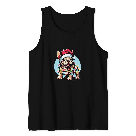 Christmas Fairy Lights French Bulldog Tank Tops
