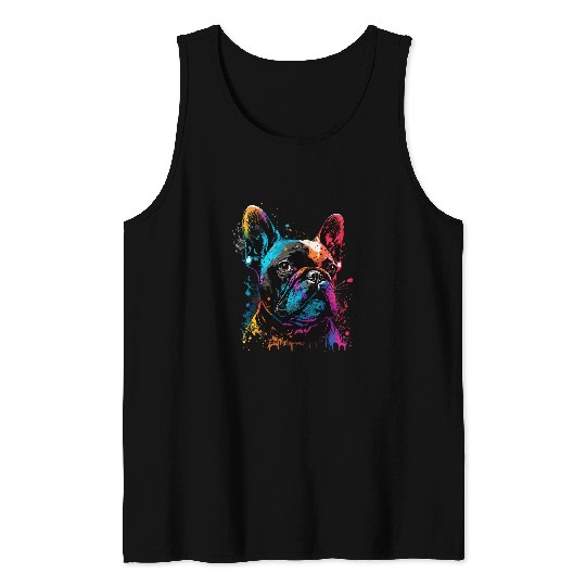 French Bulldog Pop Art I Splash Art Frenchie Tank Tops
