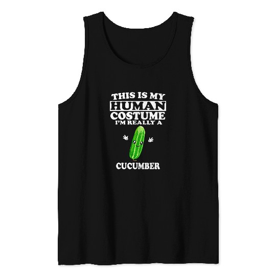 This Is My Human Costume Im Really A Cucumber vegetable Tank Tops