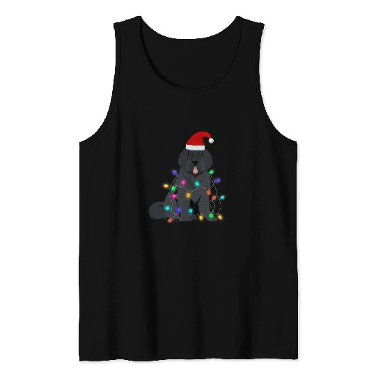 Funny Newfoundland Dog Lover Christmas Tree Lights Tank Tops