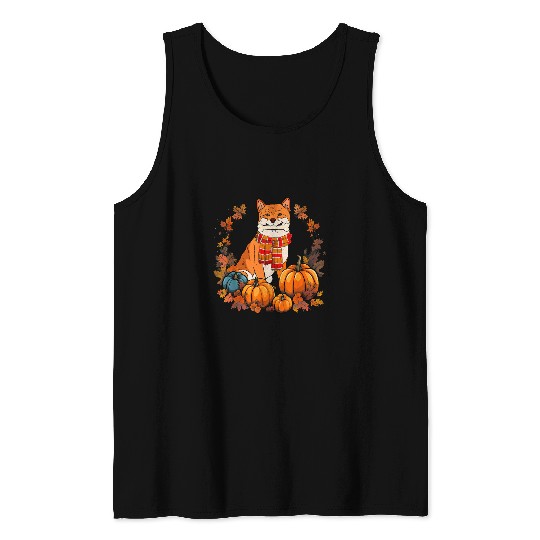 Cute Shiba Inu Thanksgiving Autumn Pet Dog Lover Tank Tops