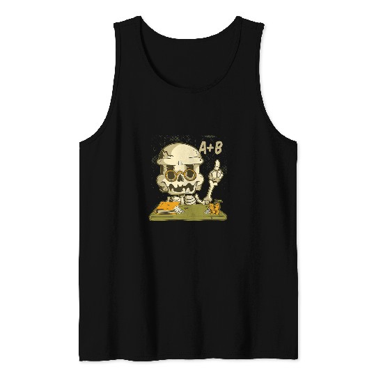 Teacher Skeletons Math Halloween Back to School Tank Tops