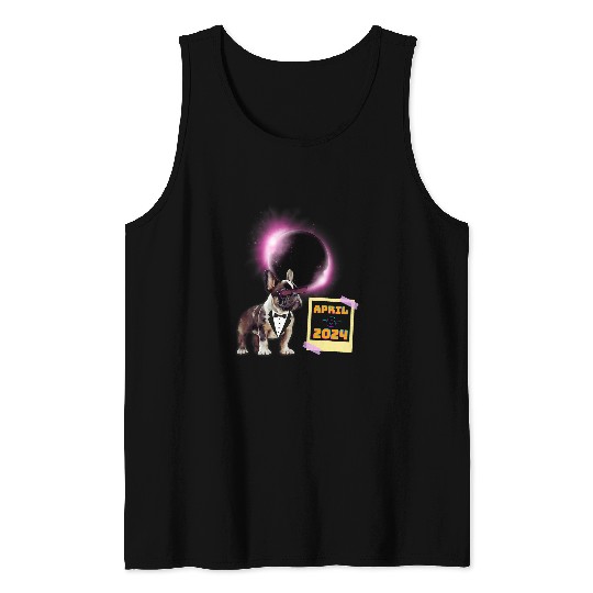 French Bulldog April 8 2024 America Solar Eclipse Tank Tops