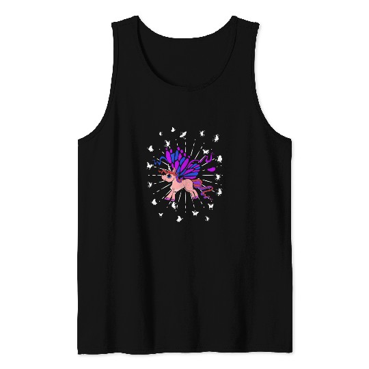 Magical Butterfly Fairytale Cute Animal Fantasy Unicorn Tank Tops