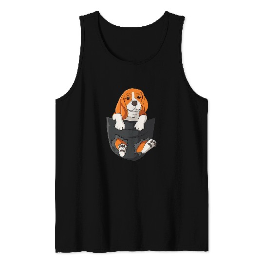 Dog in pocket Beagle chest pocket Tank Tops
