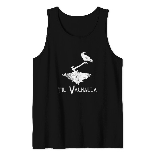 Til Valhalla   for men Until Valhalla Viking Odins Raven Tank Tops