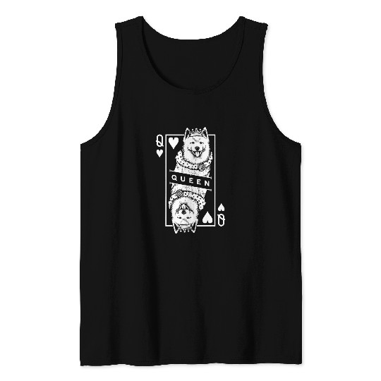 Dog Samoyed Queen Of Hearts Funny Dog Lover Card Pop Art Tank Tops