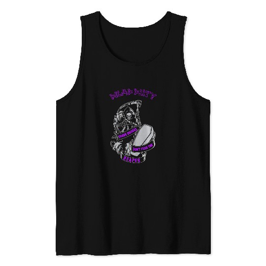 Skull 2crossbones grim reaper horror cemetery pirate Tank Tops