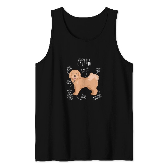 Cavapoo Dog Anatomy Cute Funny Tan Cavoodle Pet Mom Dog Dad 2 Tank Tops