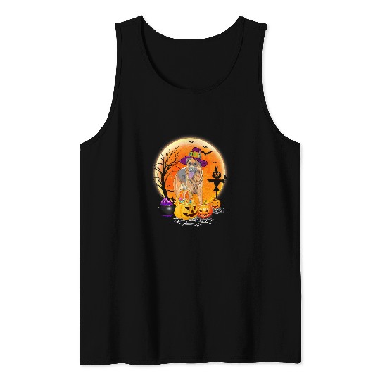Halloween Belgian Malinois Dog Moon With Pumpkin Funny Gifts 196 Tank Tops