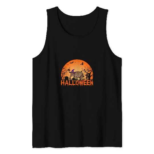 Pumpkin Face Cute Tapir Lovers Scary Halloween Costume Tank Tops