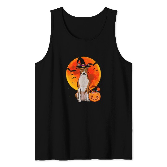 Dog Halloween Basenji Jack O Lantern Pumpkin Tank Tops