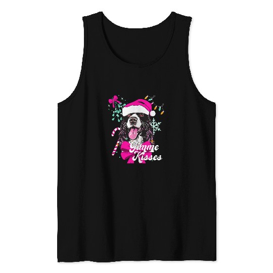 Christmas English Springer Spaniel Dog Kisses Mistletoe Tank Tops