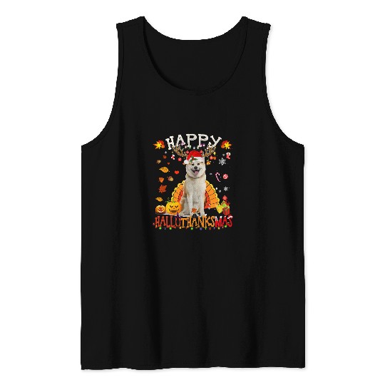 Dog Shiba Inu Happy Hallothanksmas Halloween Thanksgiving xmass 161 Tank Tops