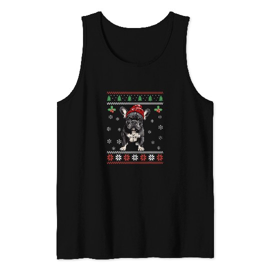 French Bulldog Ugly Christmas Sweater xmass for Adults Kids 1 Tank Tops