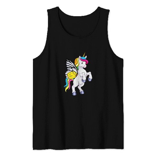 Unicorns Butterfly Magical Rainbow Fantasy Animal Girls Tank Tops